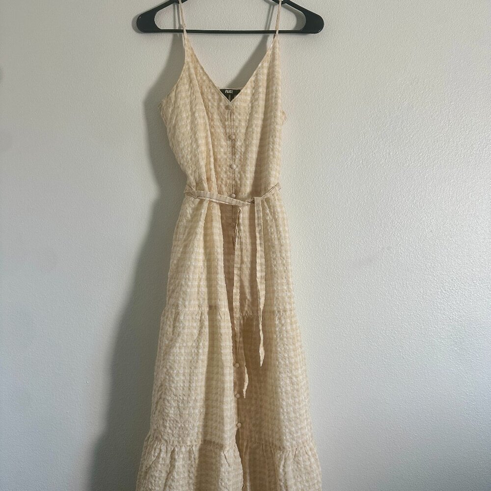 Paige Dress Maxi Size Small Yellow and White Spaghetti Strap Dress